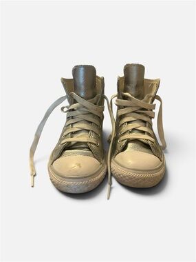 Converse Chuck Taylor All Star Metallic Silver High Top Sneakers Youth Size 2